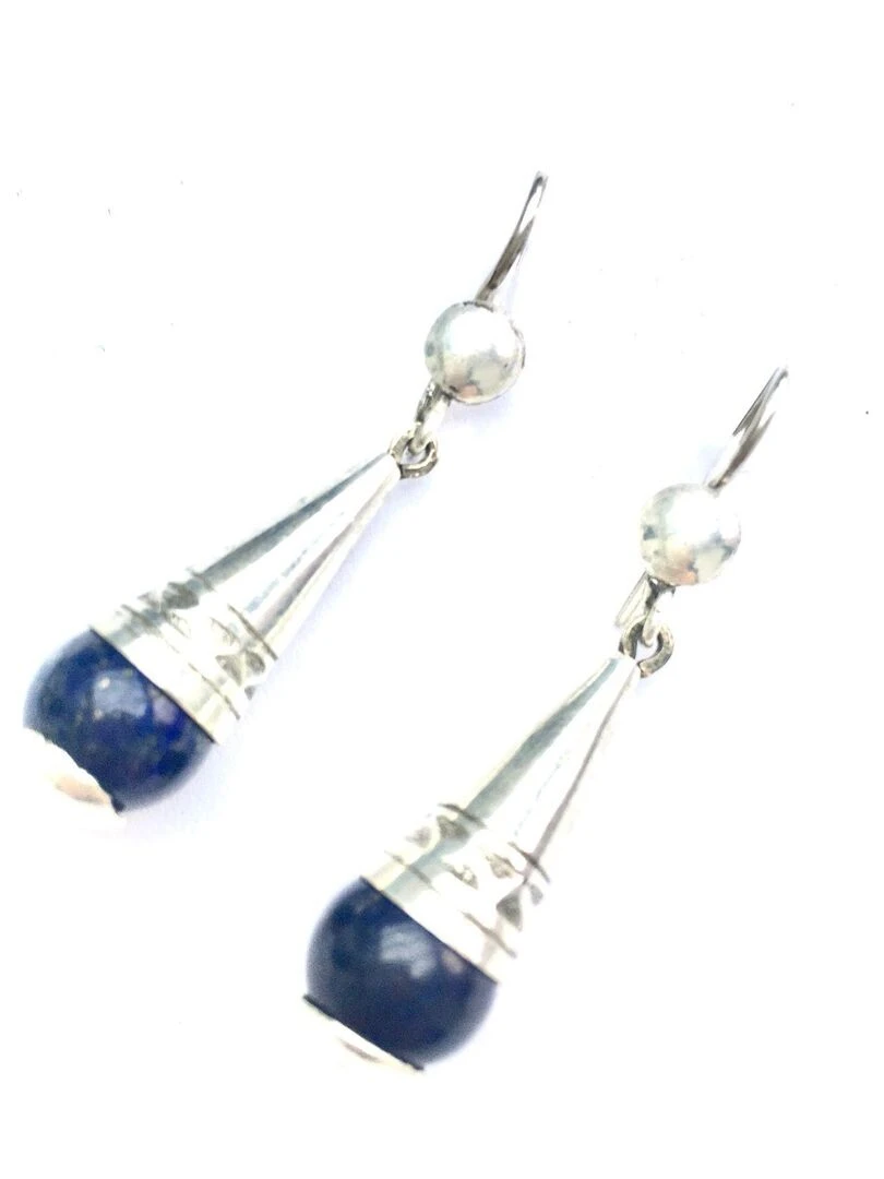 boucles d'oreille ethnique en lapis lazuli Bijoucolor Bleu