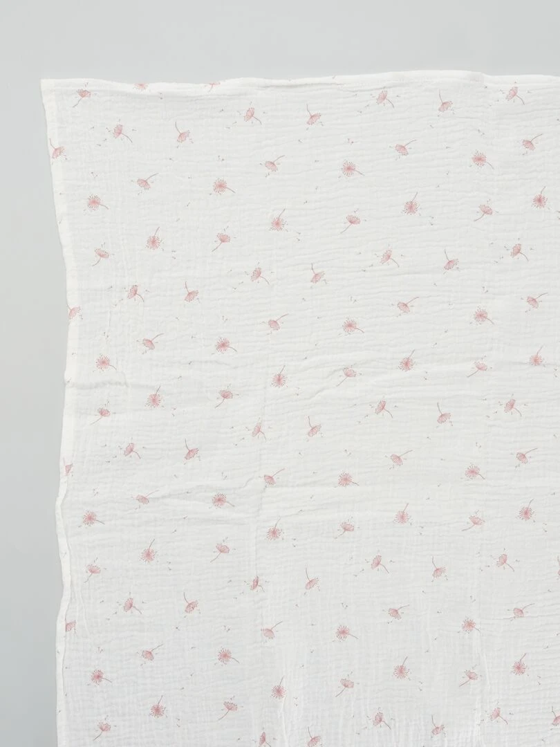 Lange en tissu gaufré   Blanc/rose