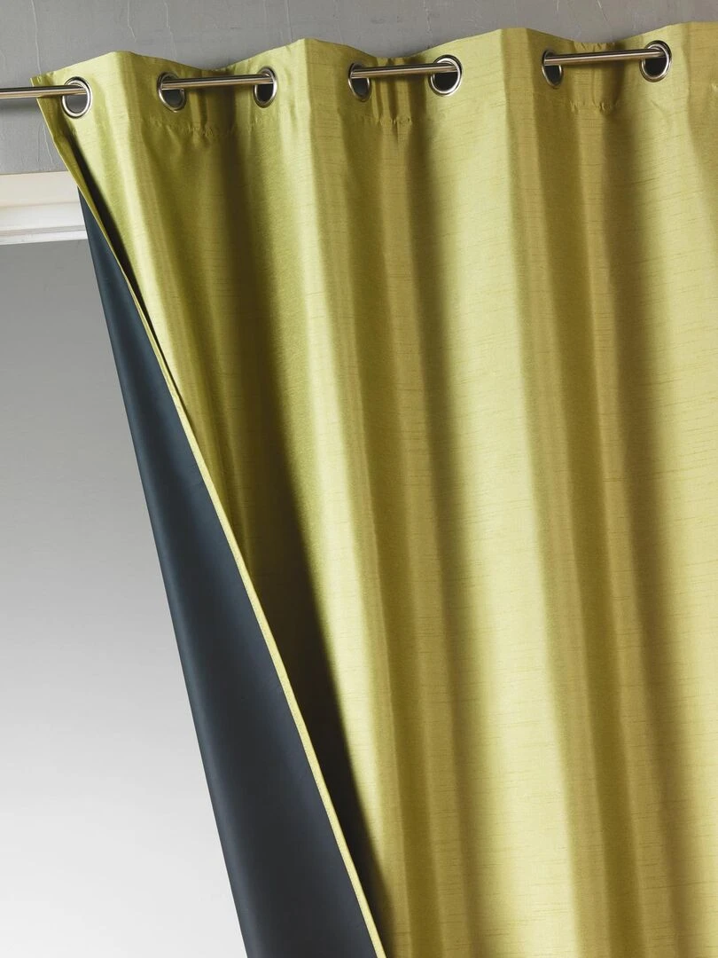 Rideau uni en shantung occultant 3 couches Vert tilleul