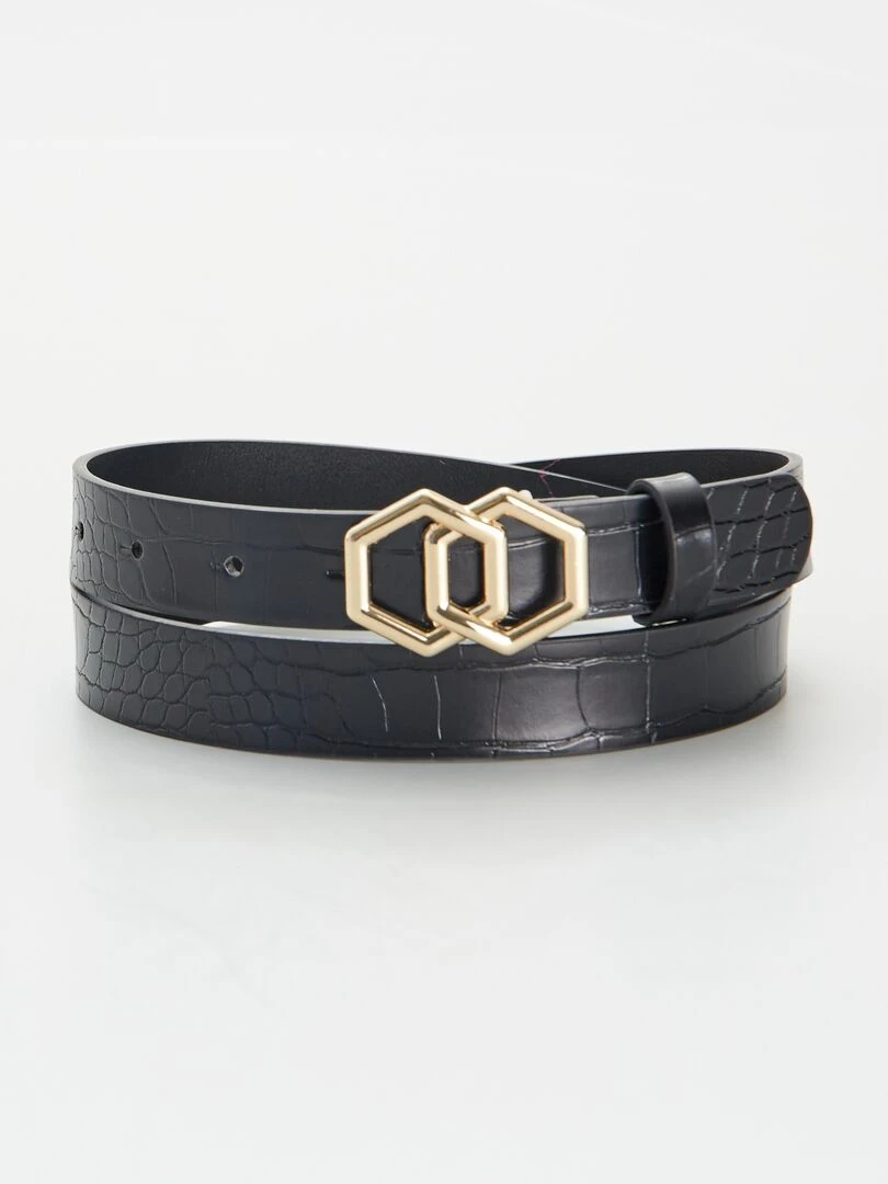 Lot de 2 ceintures fines Noir/marron