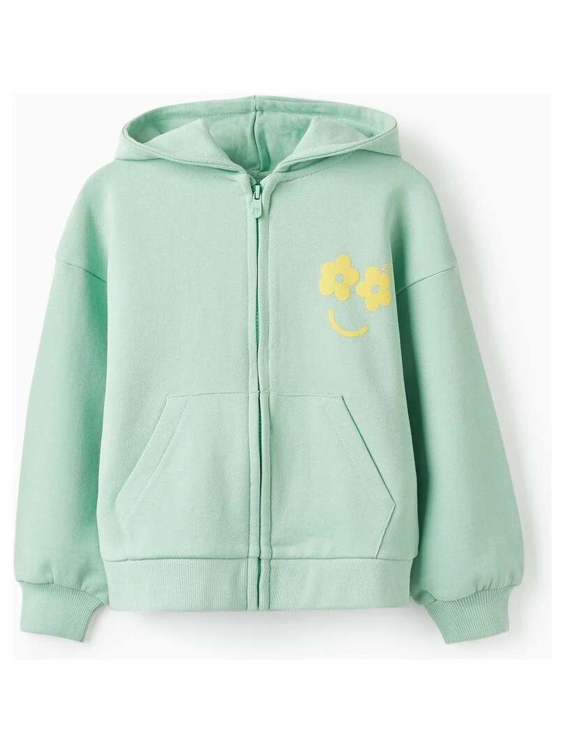 Manteau en coton à capuche pour fille THE WAVE TRIBE Vert clair