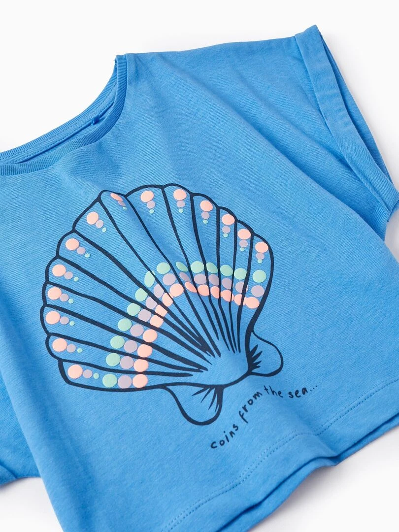 T shirt Courte en Coton pour Fille 'Concha' manches courtes EXPLORING AUSTRALIA   Bleu foncé