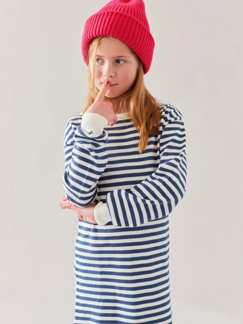 Robe tricot manches longues à rayures   Noukie's   Bleu