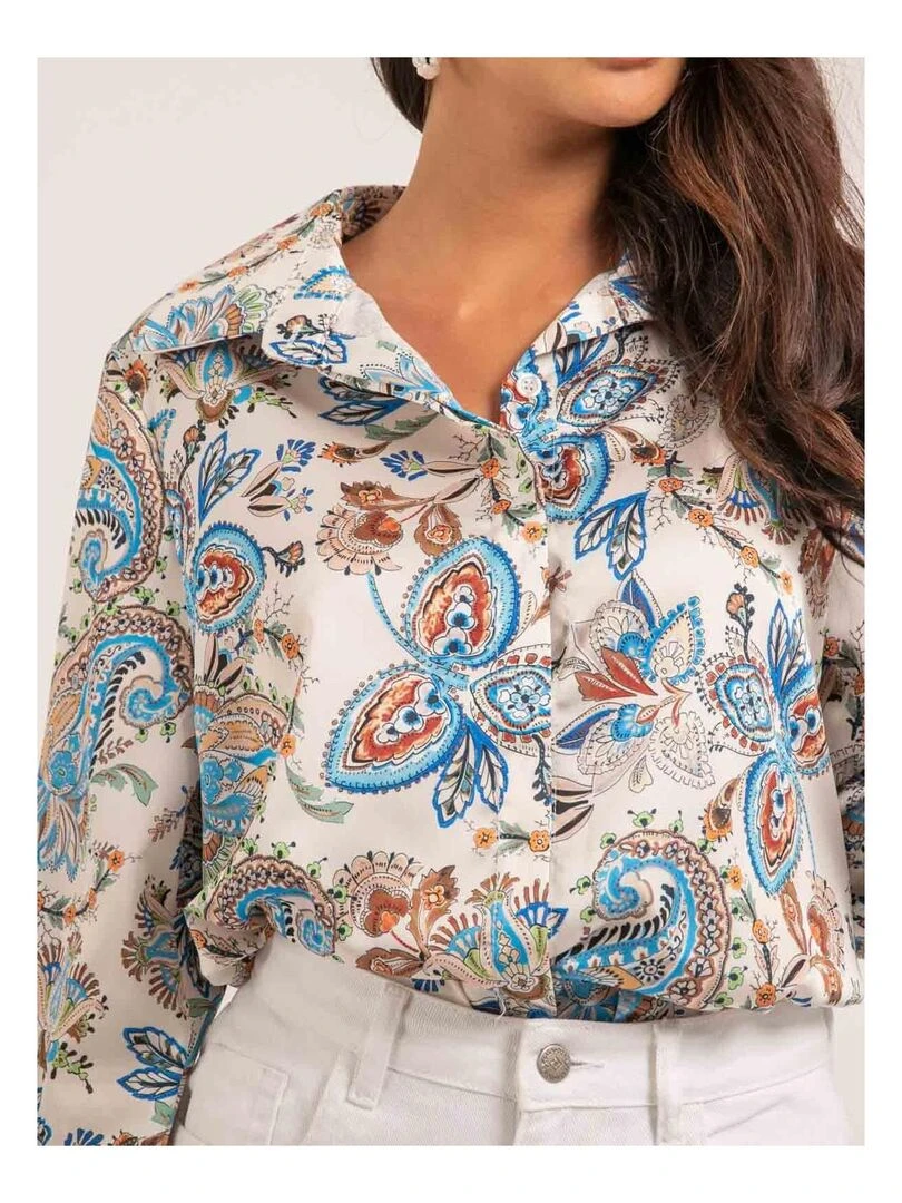 Chemise motifs OLIANE   Bleu