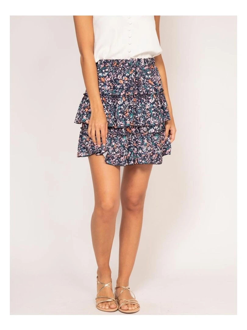 Jupe courte motifs XARRY Bleu marine