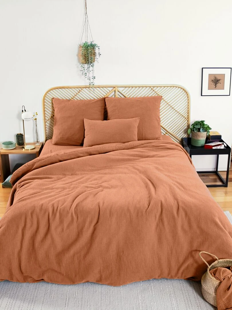 Parure de lit en gaze de coton Caramel