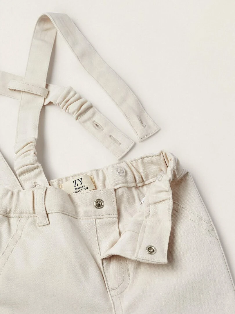 Pantalon Chino en Coton avec Bretelles Amovibles pour Nouveau Né  ATLANTIC COMPANY   Gris clair