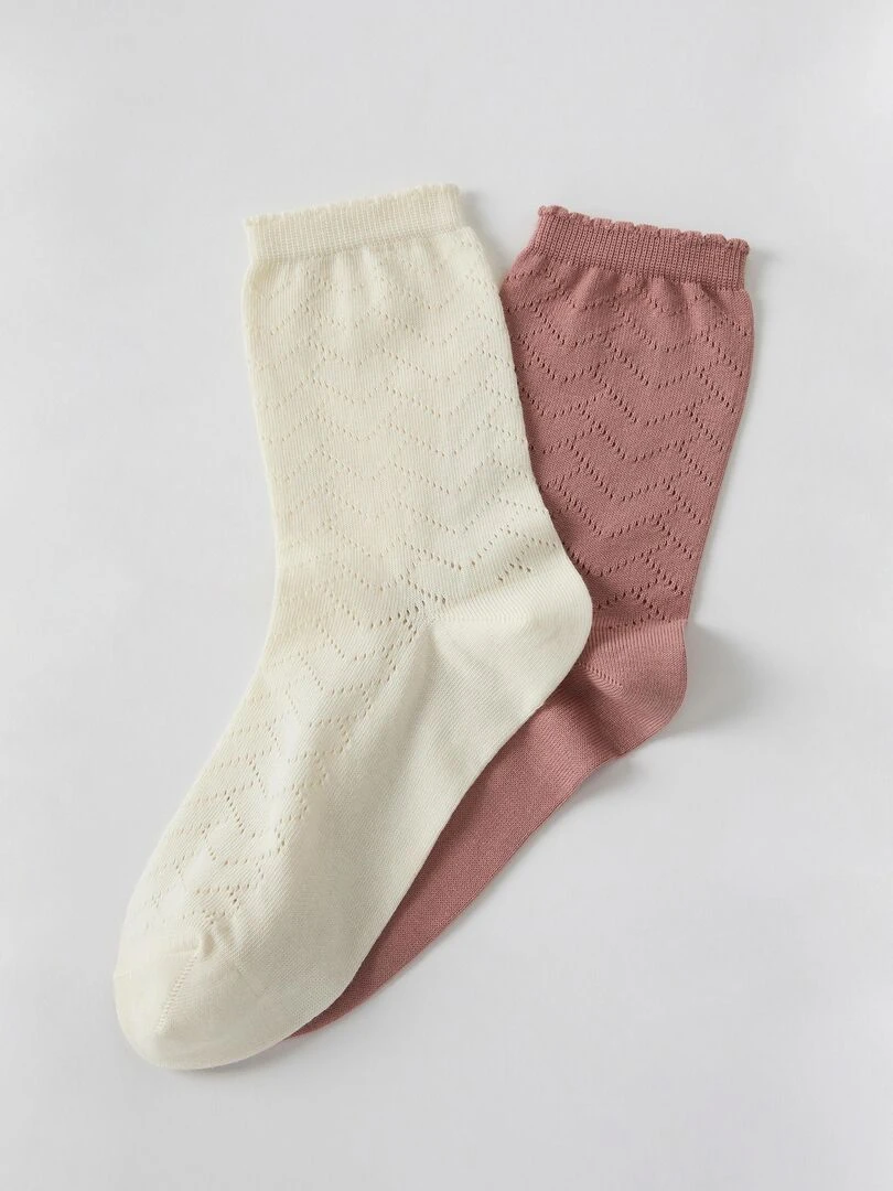Lot de 2 paires de chaussettes fantaisie Damart Ivoire