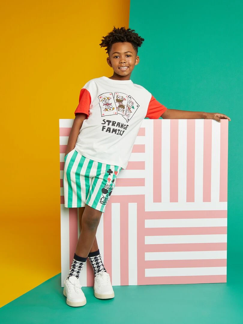 Bermuda à rayures X Little Bad Wolf   Vert/blanc