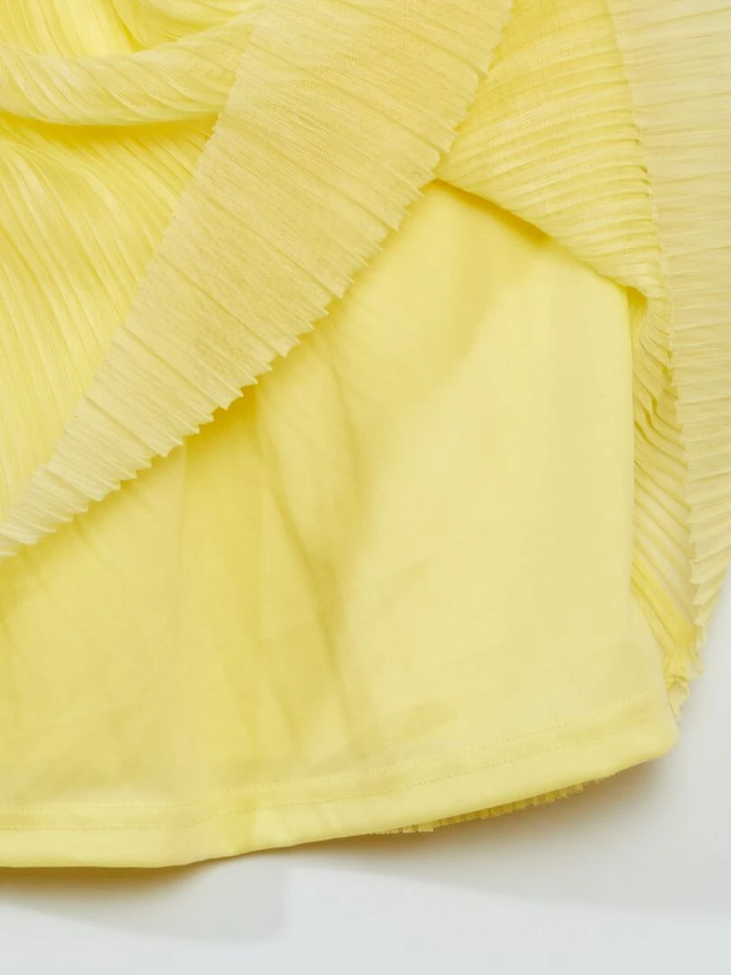 Jupe en tulle plissé et ceinture pailletée   Jaune