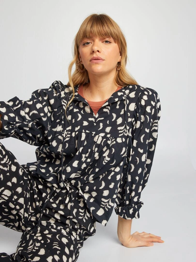 Blouse en voile de coton Noir
