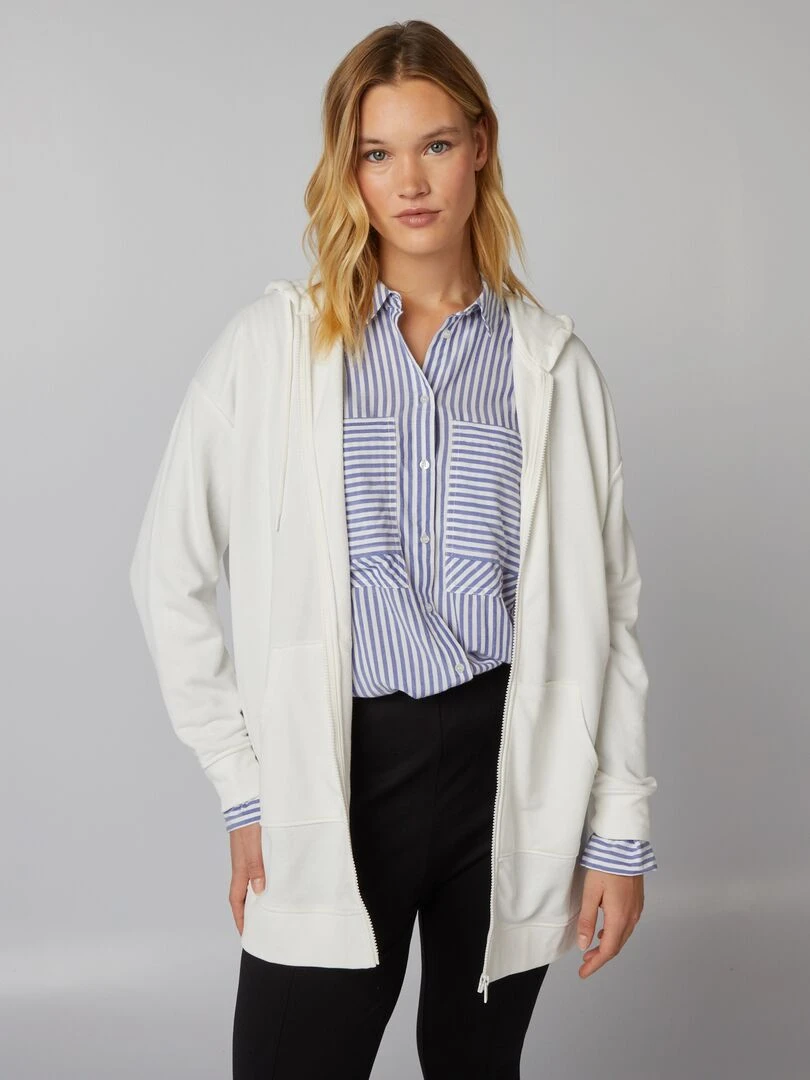 Sweat à capuche zippé Blanc