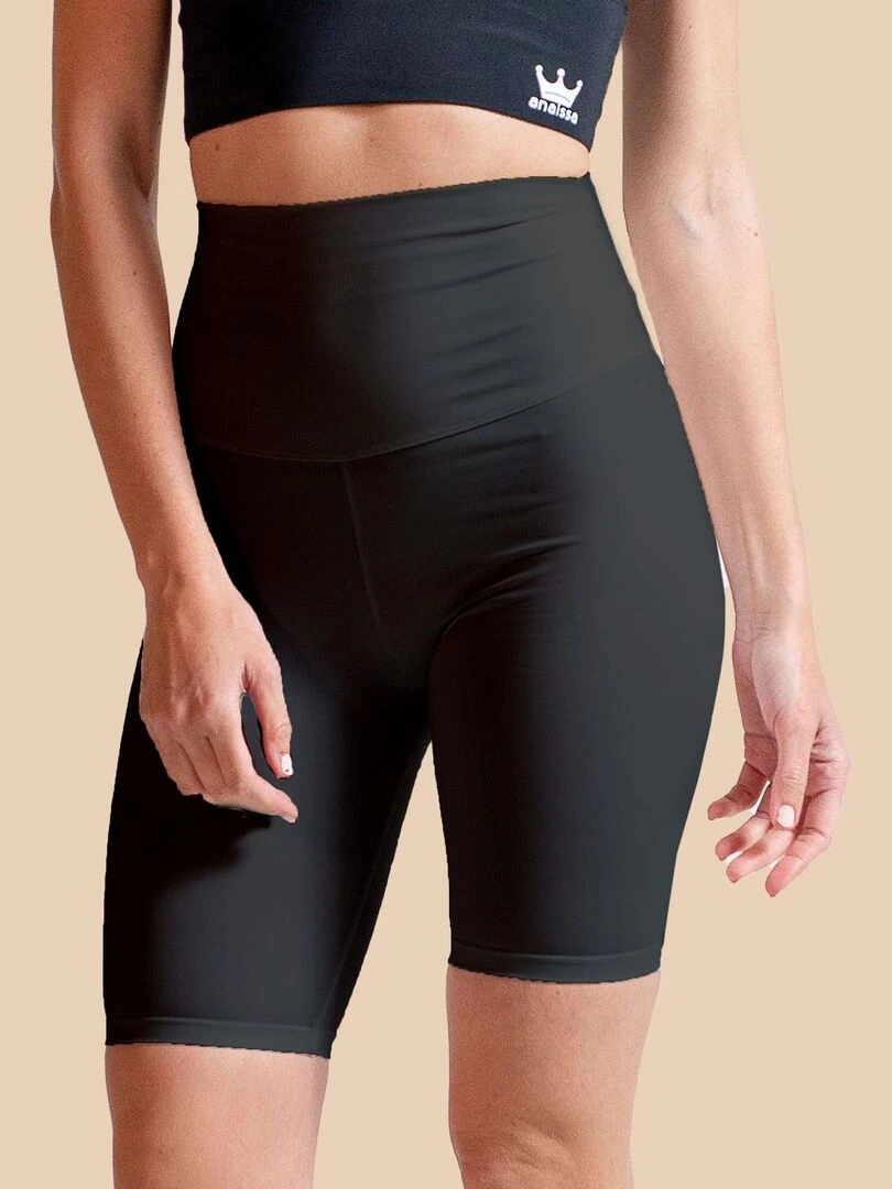 Short Fitness Femme Cardio Taille haute Natura Noir Noir