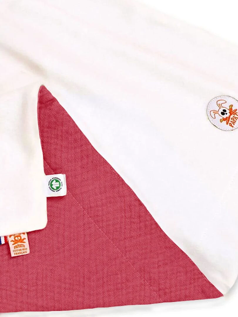 Couverture en Coton Bio Rex Blanc et Fraise Rouge