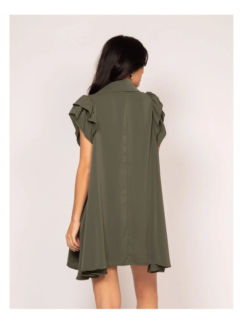 Robe courte boutonnée ILLISA Kaki