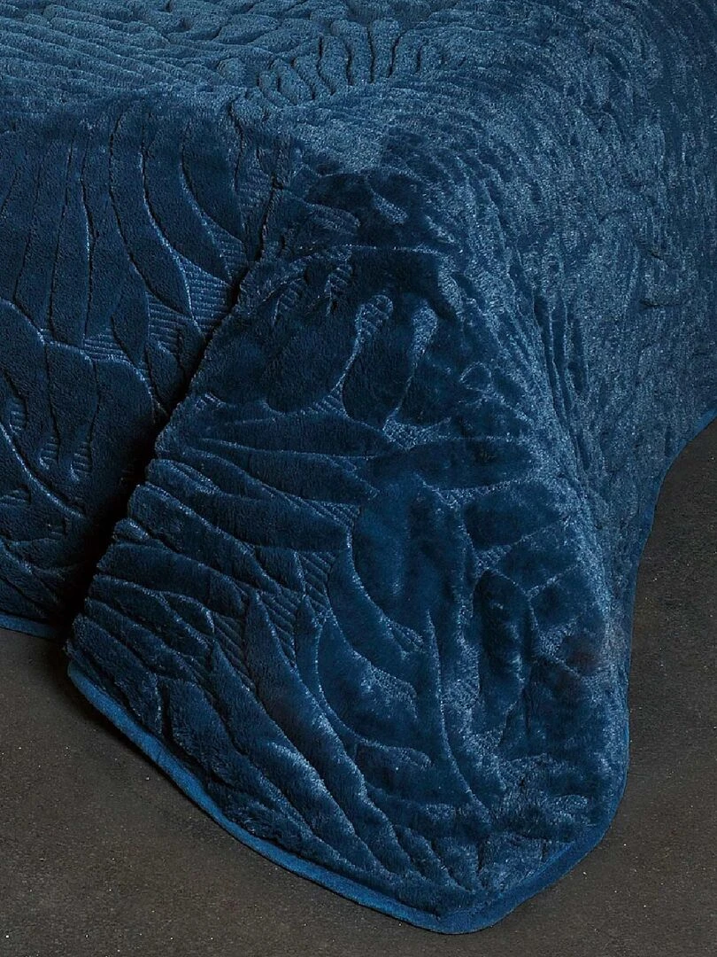 Jeté de lit aux surpiqures reliefées Bleu