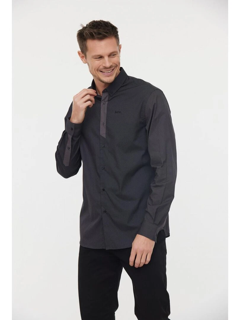 Lee Cooper Chemise manches longues coton regular DINOZO gris anthracite