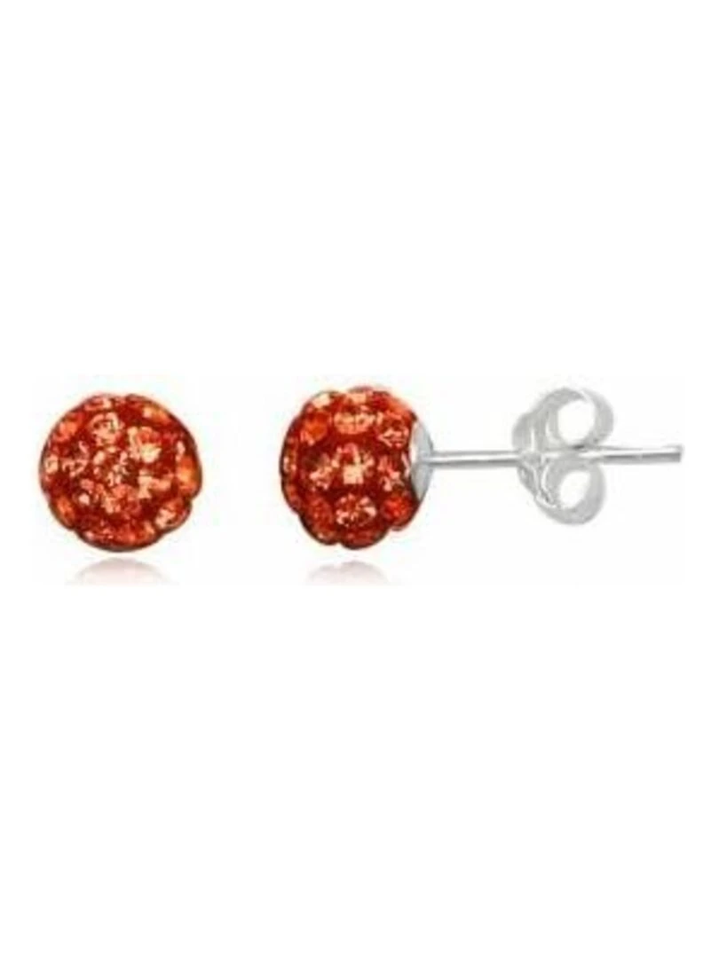 clou d'oreilles argent et strass Bijoucolor Rouge