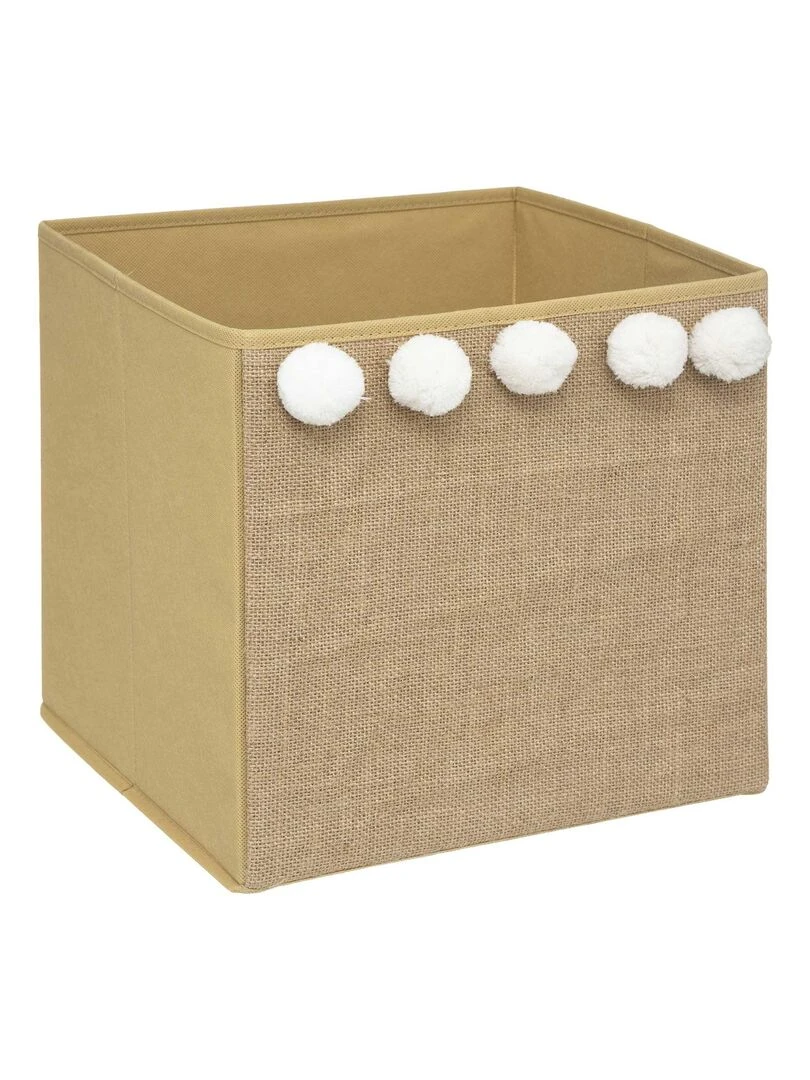 Panier de rangement en jute avec pompons Beige clair