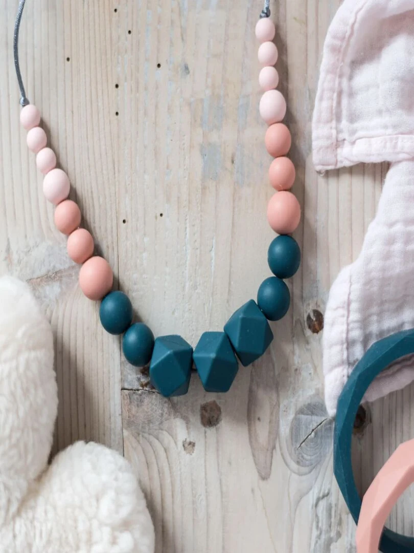 Collier d'allaitement Solène Nude   Bleu Rose
