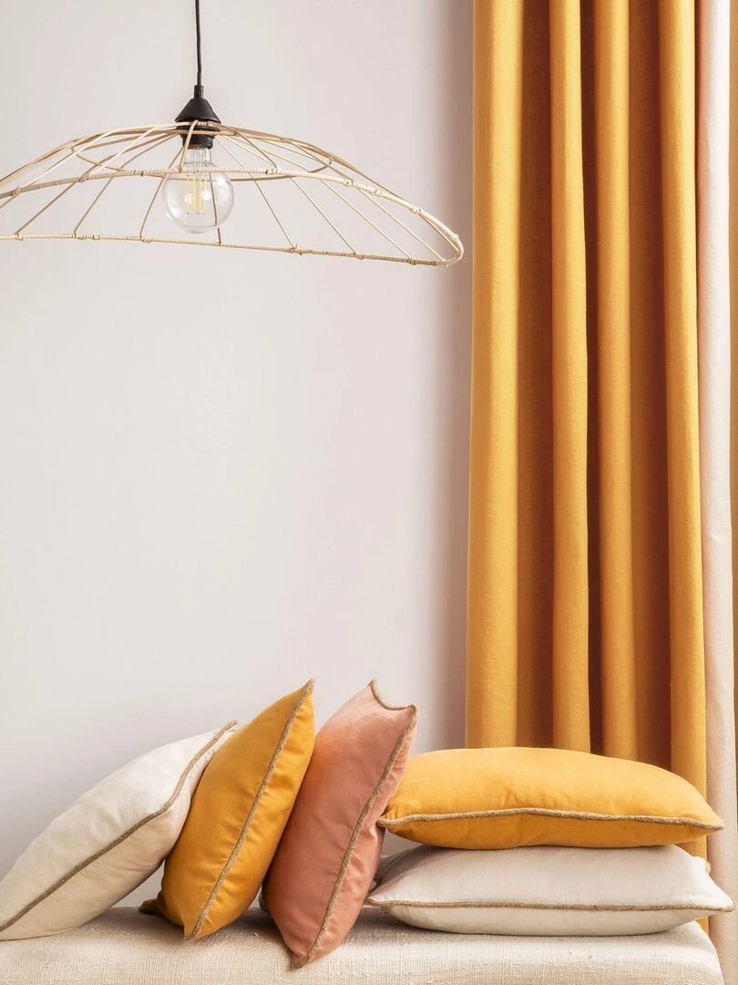 Rideau en coton recyclé avec œillets 'Deko&co'   Orange