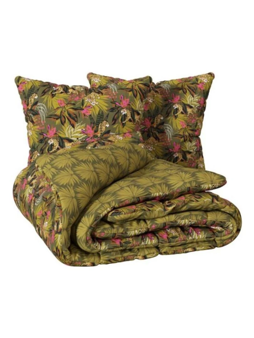 Housse de couette 240x220 Boudoir + 2 taies coton 57 fils   Vert