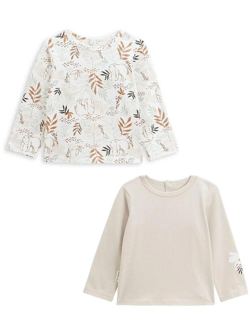 Lot de 2 t shirts bébé manches longues Malo Ecru