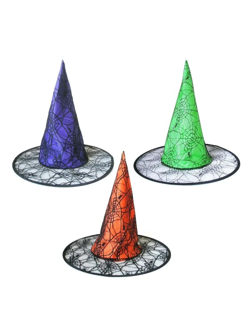 Lot de 3 chapeaux dentelle sorcières Multicolore