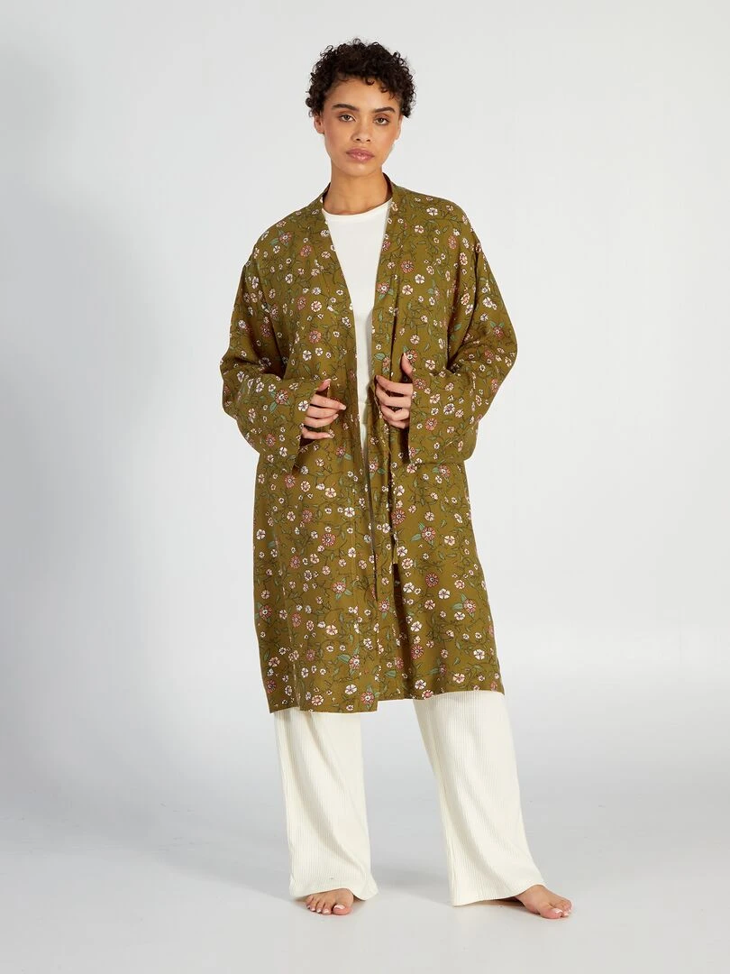 Peignoir en twill à motif   Jaune