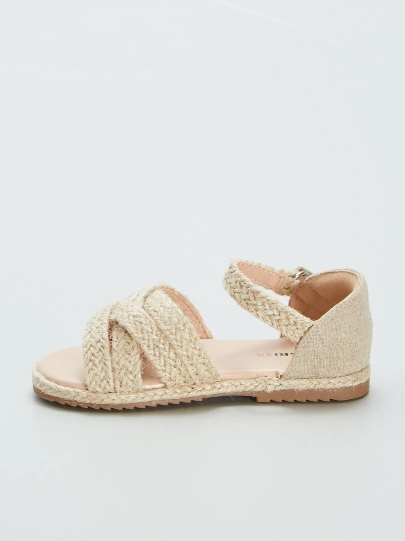 Sandales plates façon corde   Beige