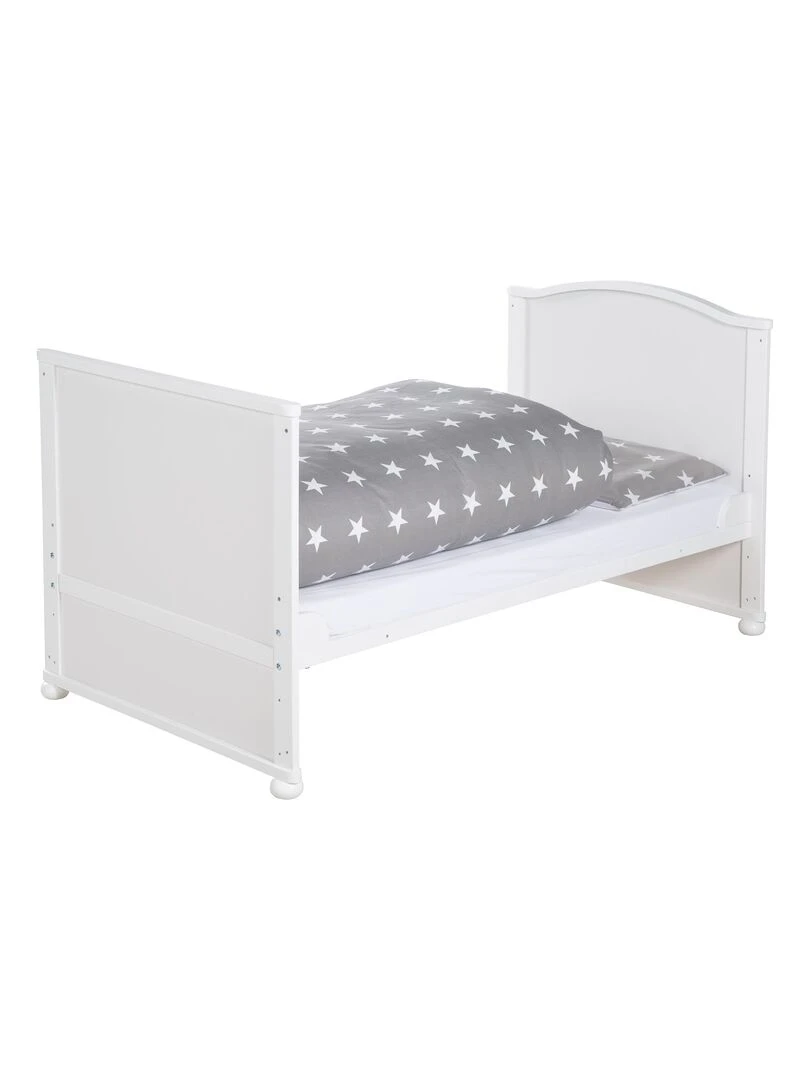 ROBA Lit Bébé Évolutif Complet "Little Stars" 70x140 + Équipement Complet Blanc
