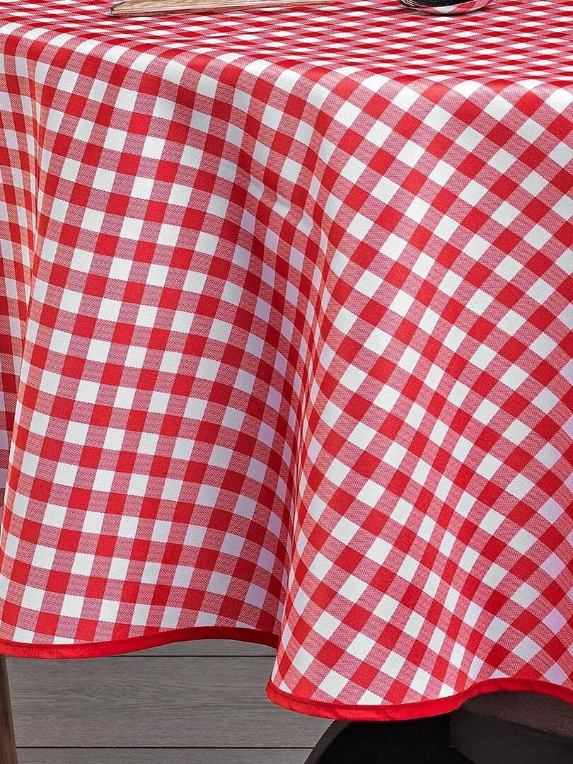 Nappe ronde vichy rouge et blanc   Multicolore