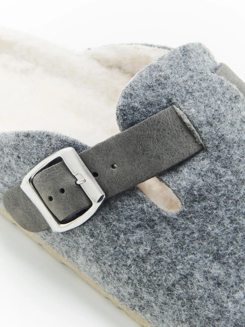 Mules sabots fourrées Thermolactyl   Damart   Gris chiné