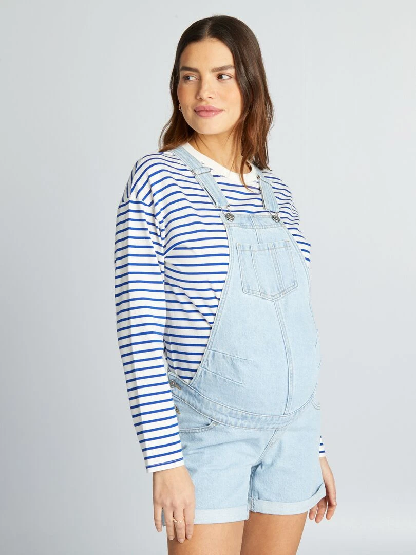 Salopette short grossesse en denim   Triple stone