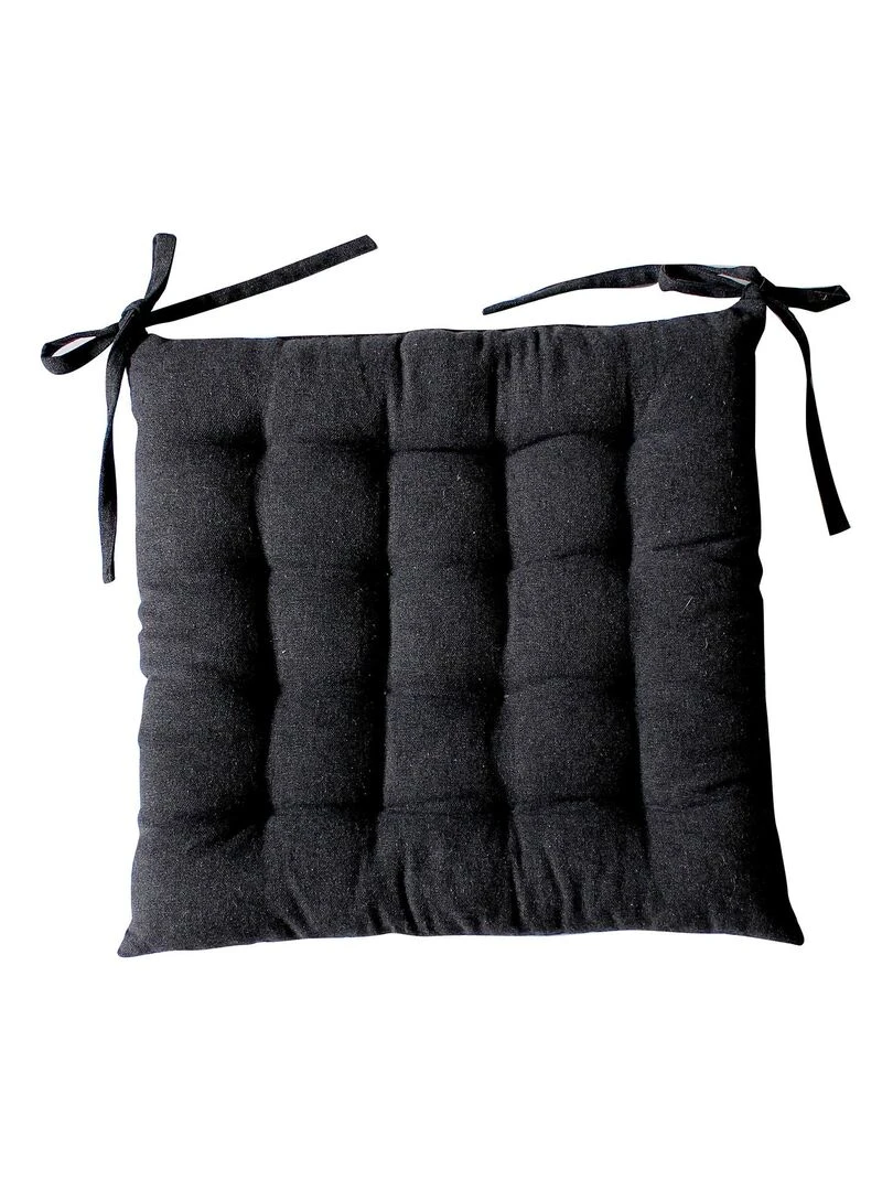 Galette de chaise en coton recyclé Gris foncé