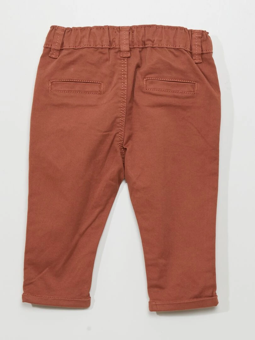 Pantalon chino uni Marron