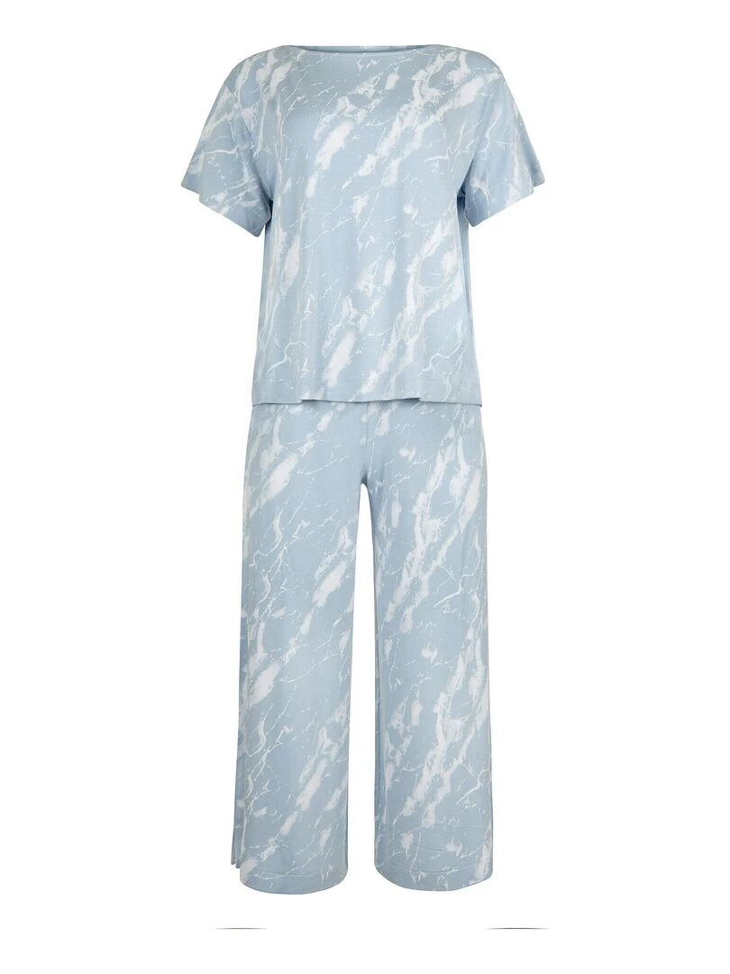 Pyjama pantacourt t shirt manches courtes Naomi   Bleu ciel