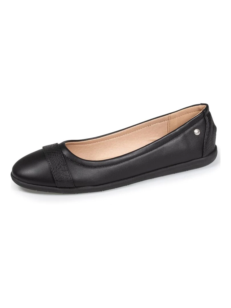 Ballerines Femme empiècement croco Noir Noir