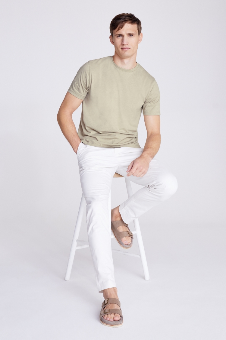 Beige Melange Crew Neck T-Shirt Buy Online at Moss