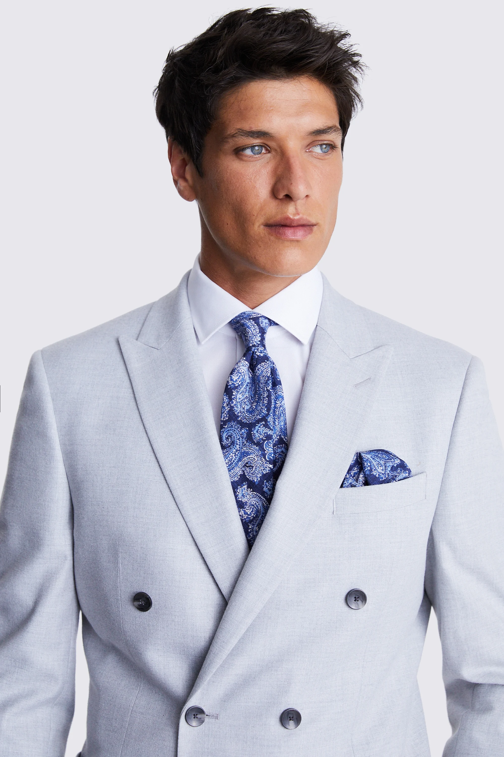 Bottinelli Navy & Blue Silk Paisley Pocket Square   Buy Online at Moss