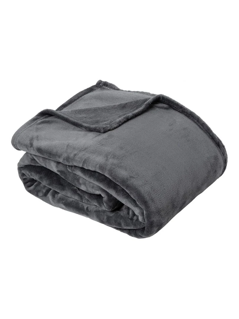 Couverture Unie en Micro Velours gris anthracite