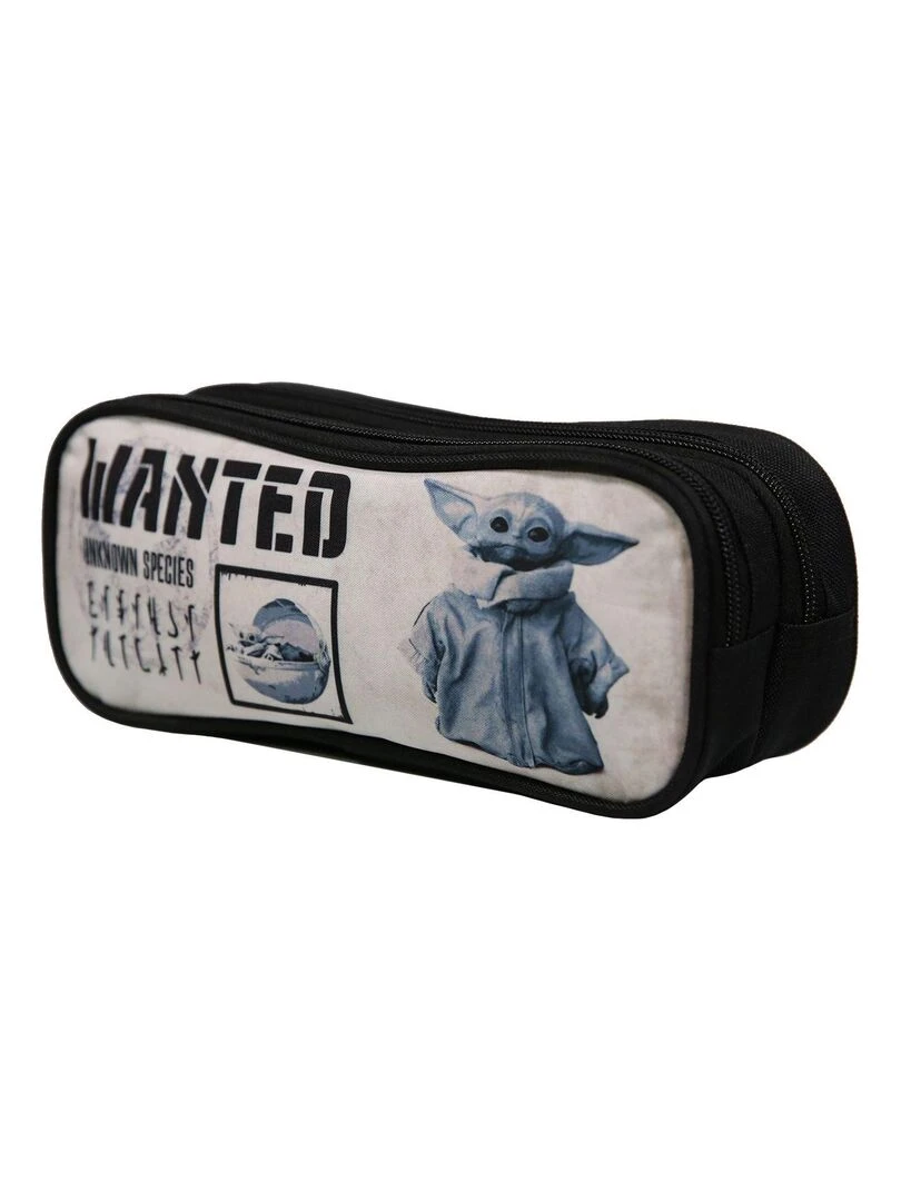 BAGTROTTER Trousse scolaire 2 compartiments Disney Star Wars / The Mandalorian Baby Yoda Noire Noir