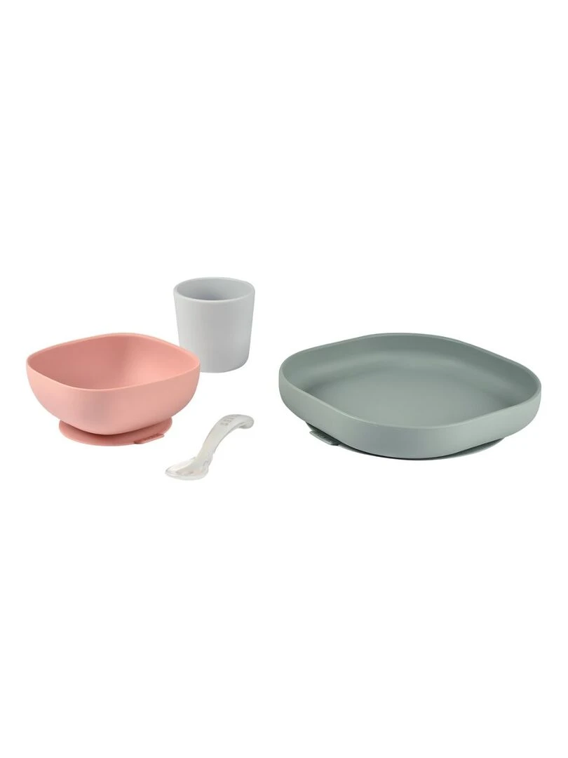 Coffret repas en silicone eucalyptus (4 pièces) Gris Rose Gris