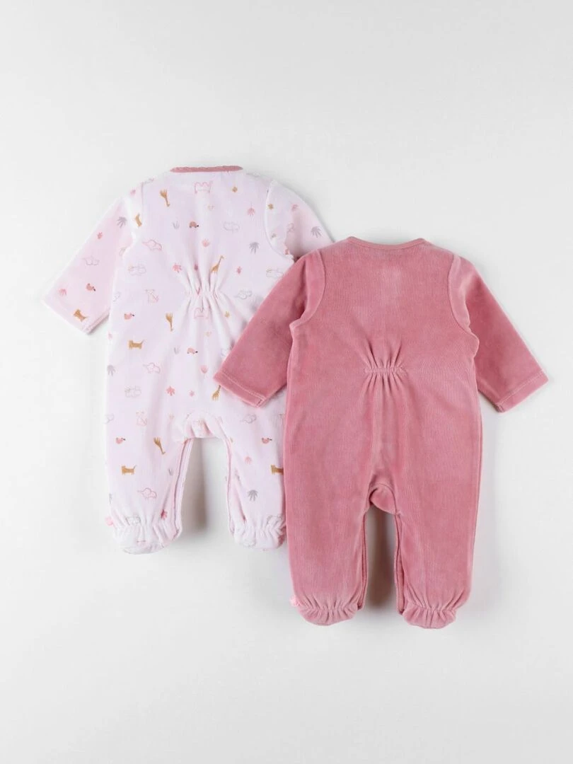 Set de 2 pyjamas 1 pièce clair/framboise Noukie's Rose