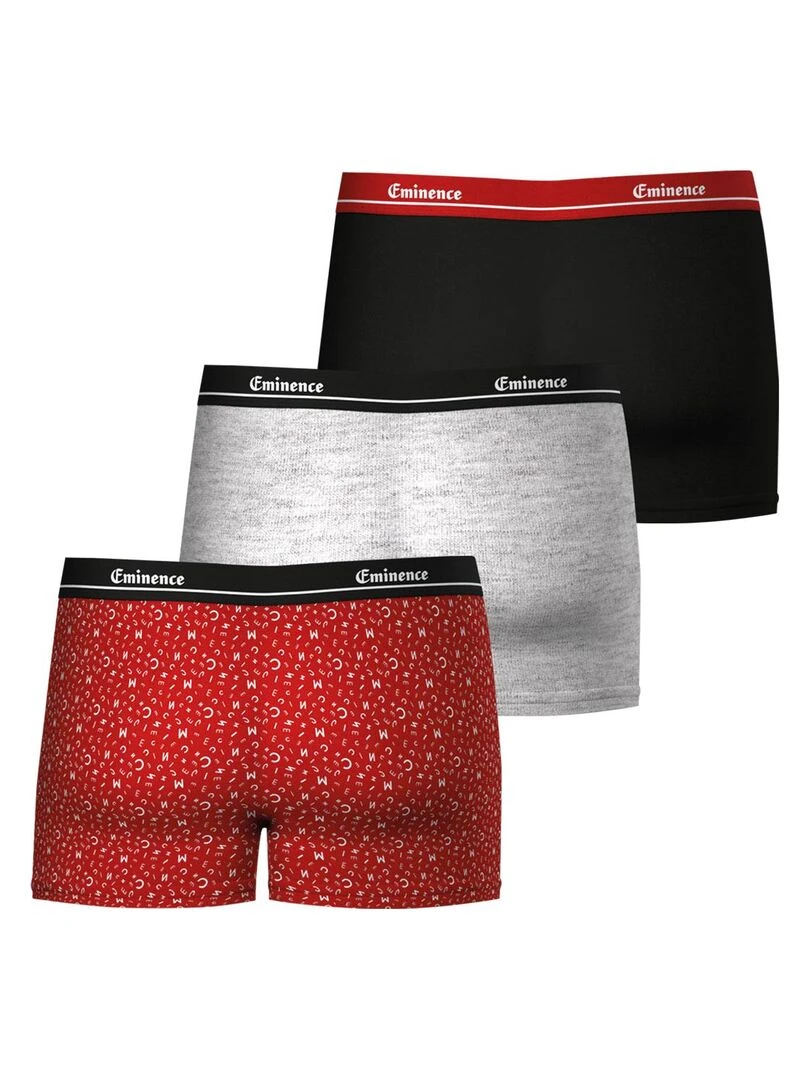 Lot de 3 boxers homme Chic Edition limitée 80 ans   Gris Rouge Noir