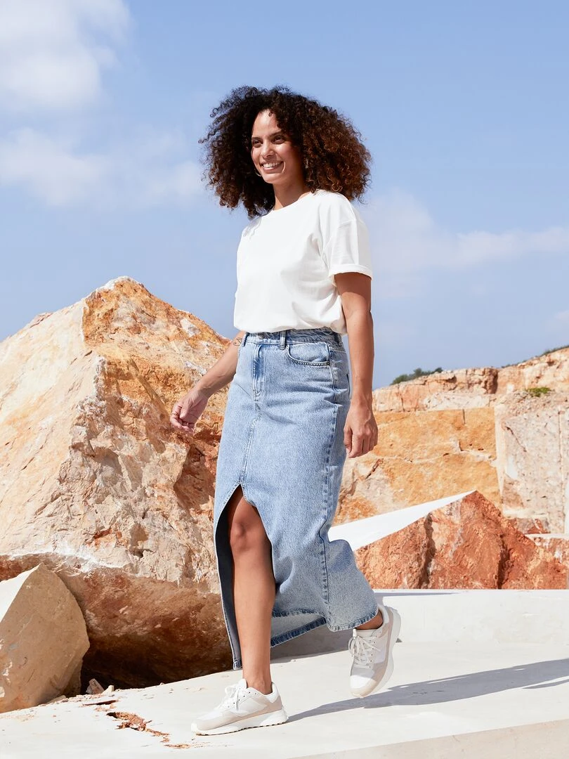 Jupe midi en jean Bleu