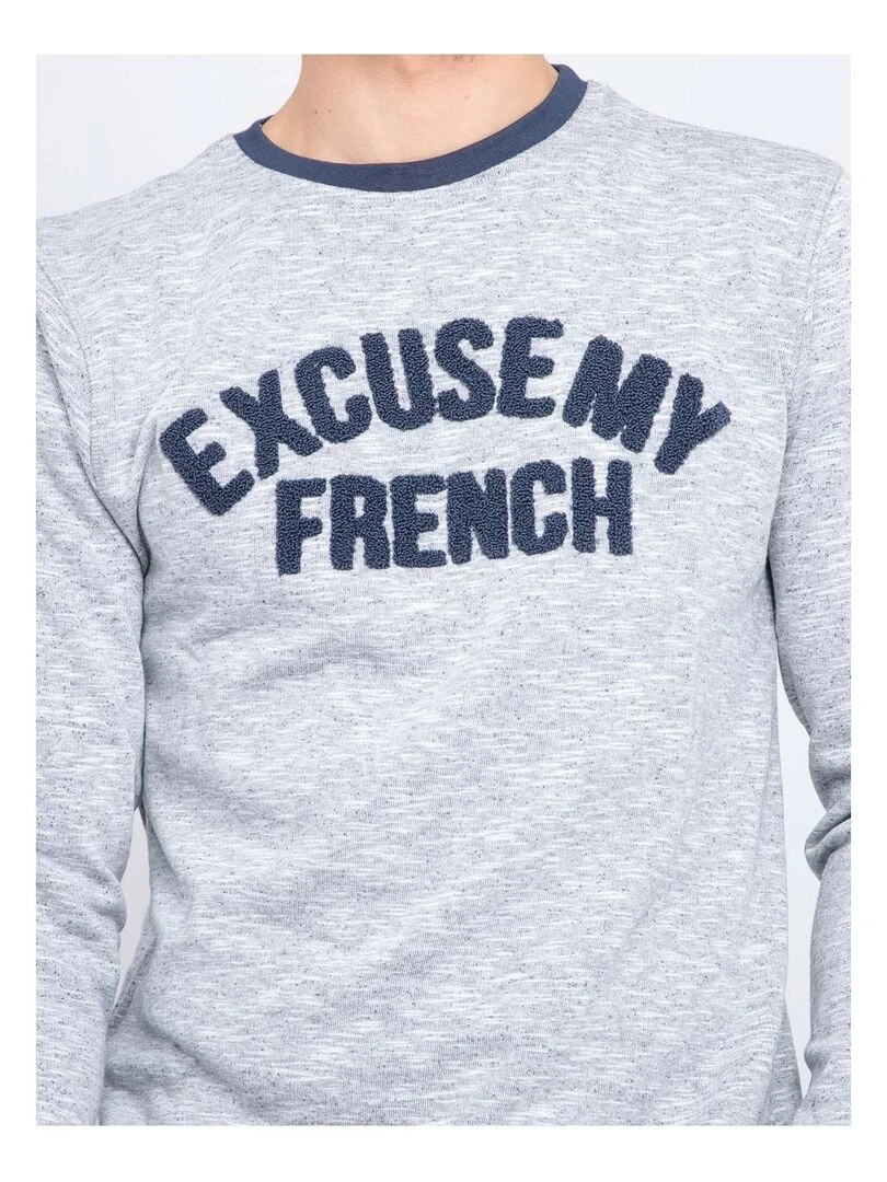 Sweat col rond message WILBERT   Gris
