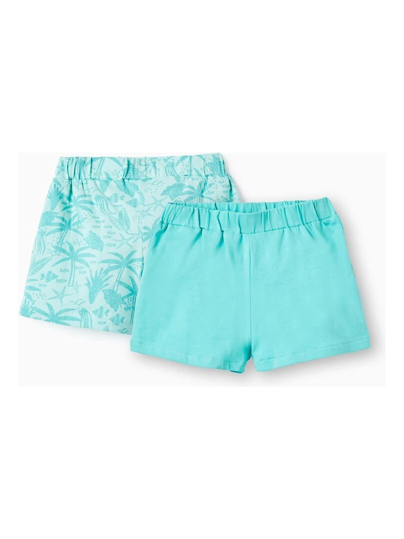 2 Shorts en Jersey de Coton pour Bébé Fille Vert clair