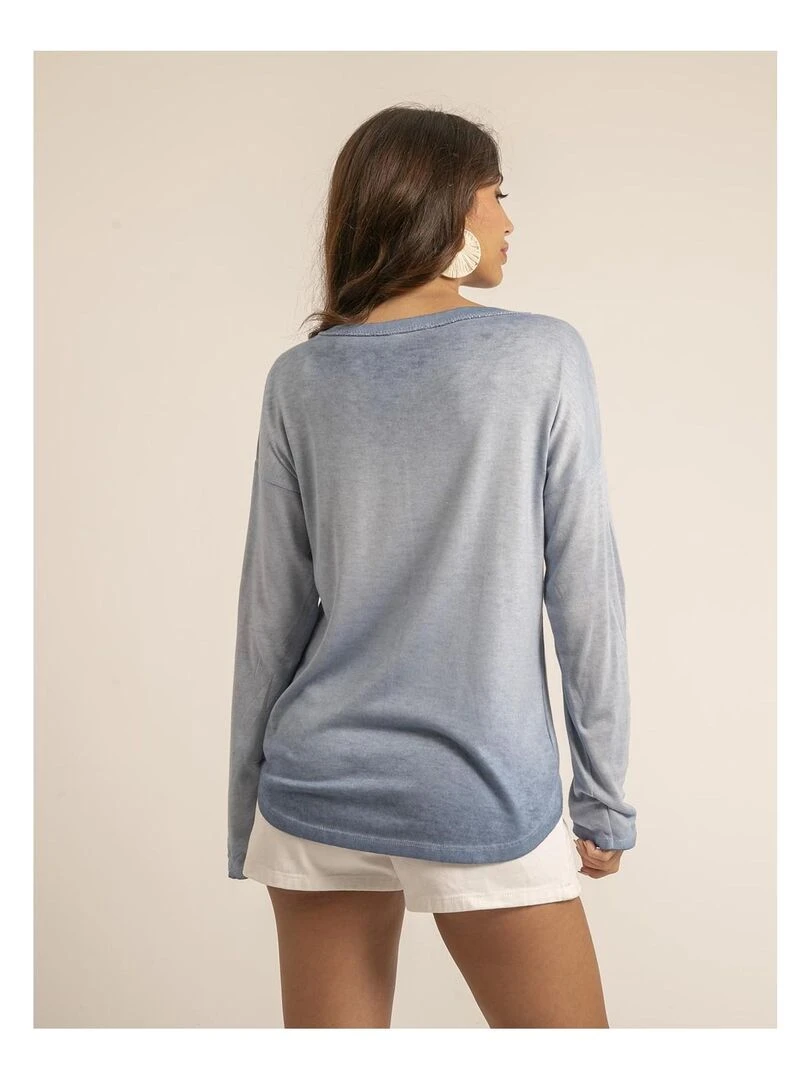 T shirt col V bimatiere FILINIE Bleu