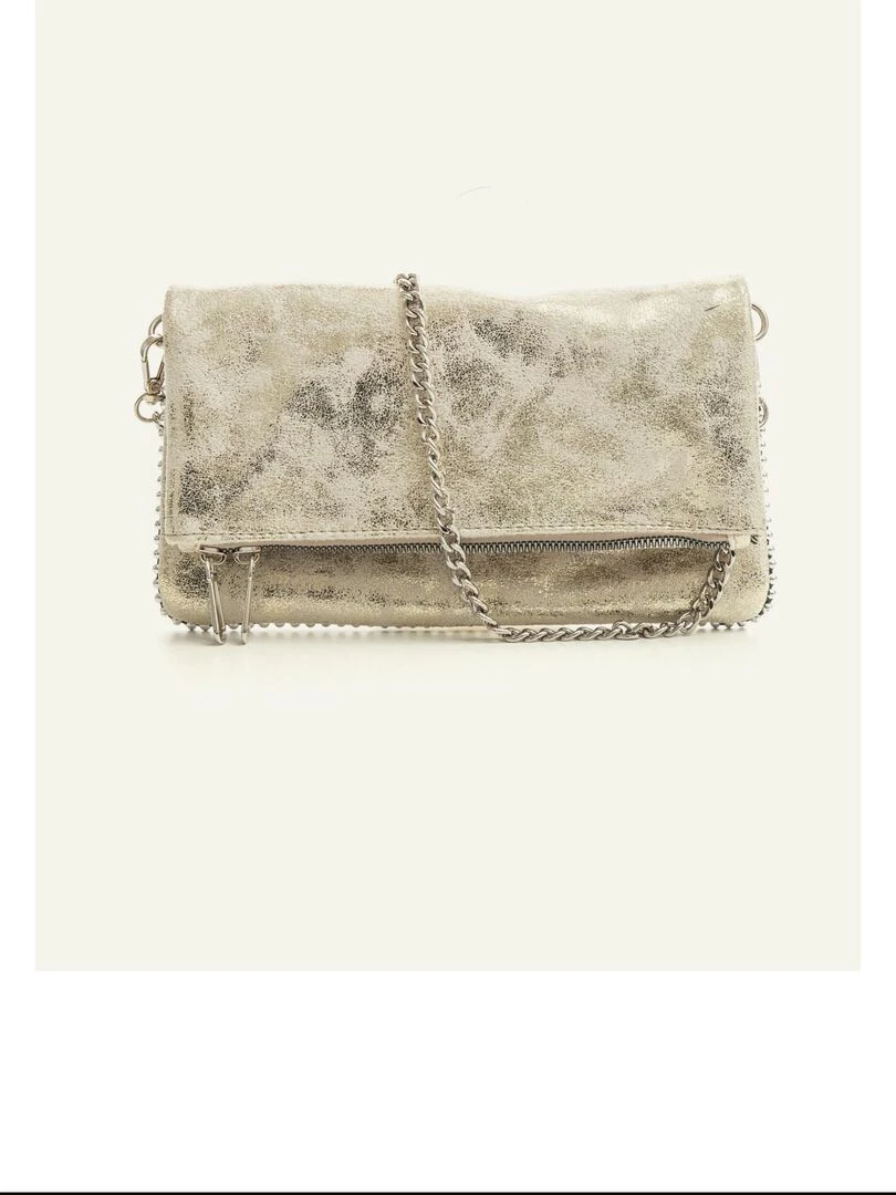 Petit sac pochette similicuir bandoulière amovible DL MANON   Argent